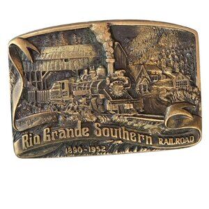 Rio Grande Southern Railroad Belt Buckle Solid Bronze Train 1985 Limited Edition